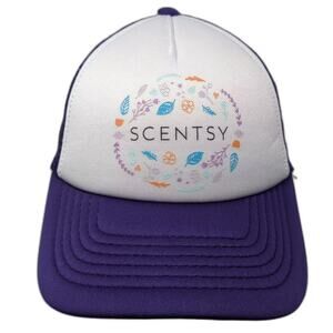 Scentsy Trucker Hat Purple White Mesh Snapback Cap OSFM Floral Wreath Logo